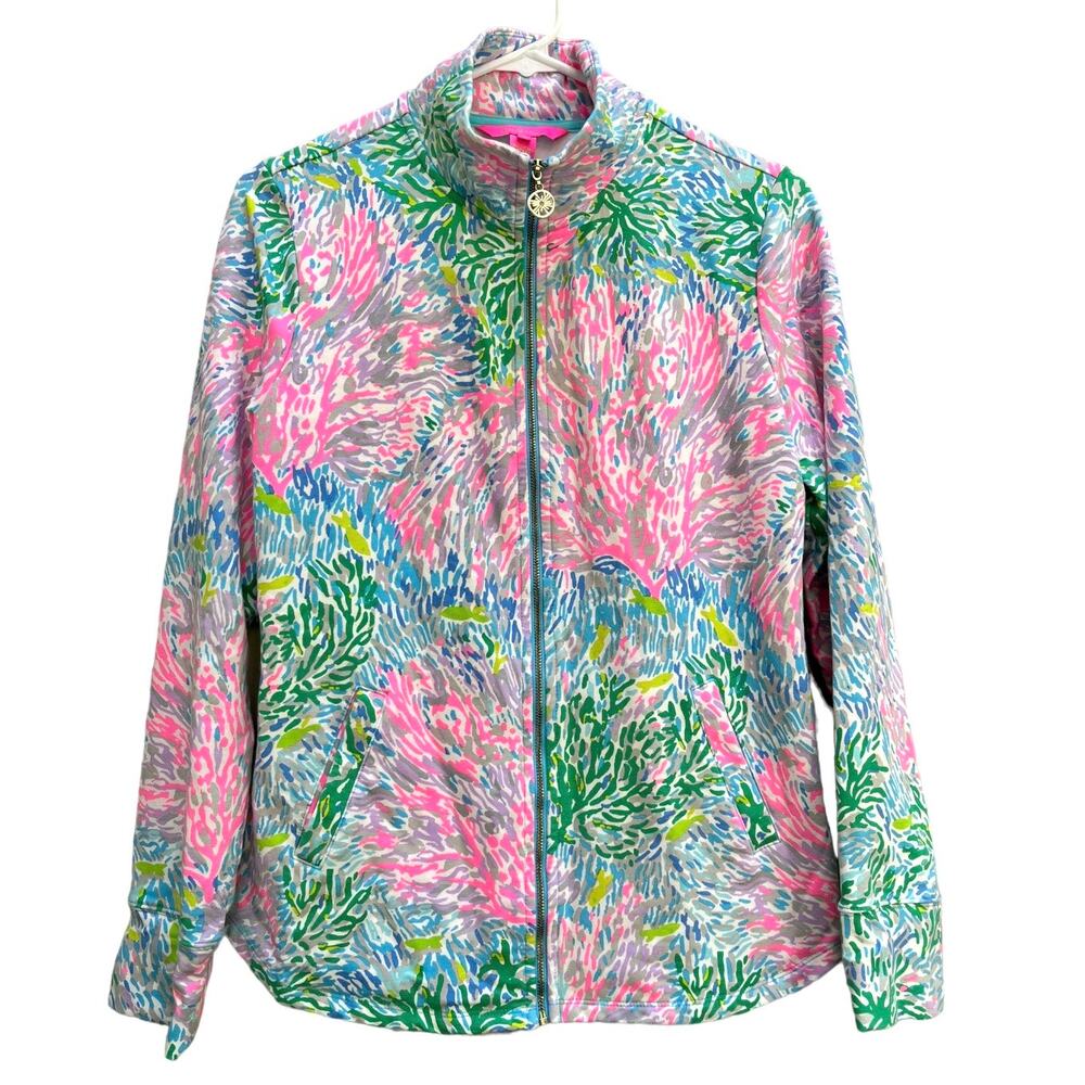 Lilly Pulitzer Leona Full Zip Jacket Front Pockets Cotton Blend Women's Small